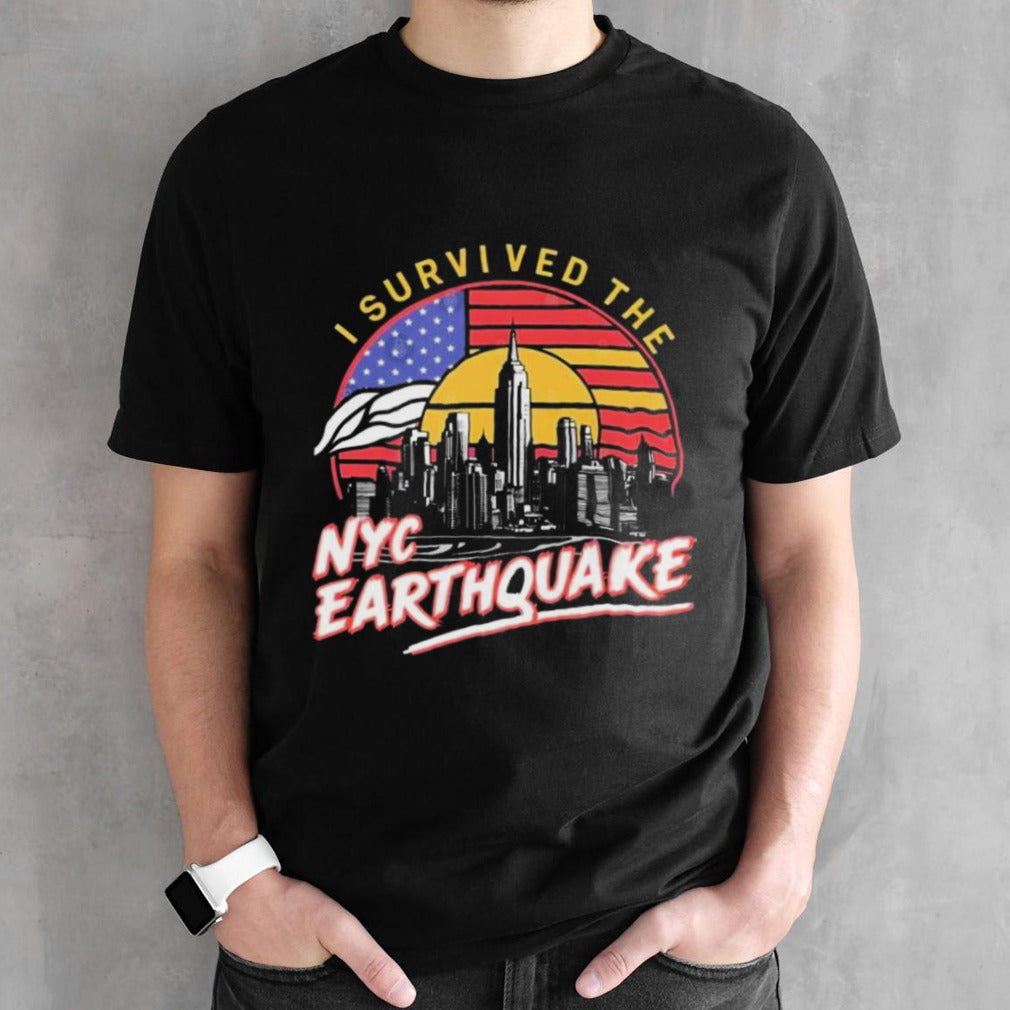 I Survived The NYC Earthquake Retro Sunset T-Shirts