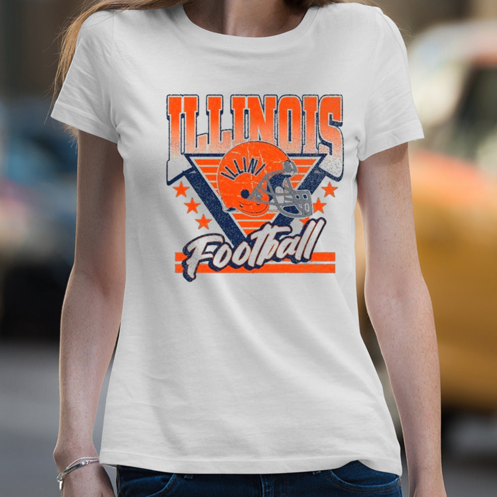 Illinois Fighting Illini Retro Football Helmet T-shirt