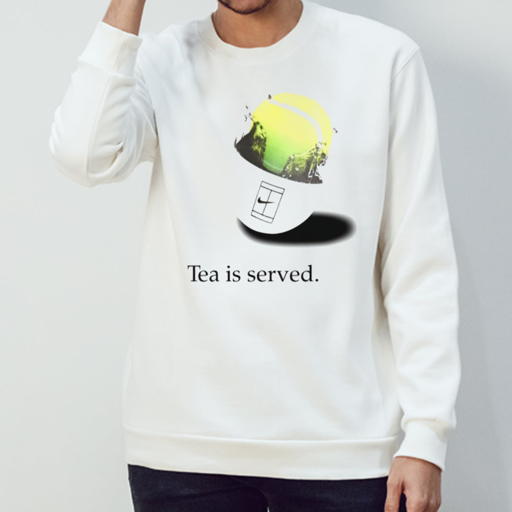 Jannik Sinner wearing tea is served shirts