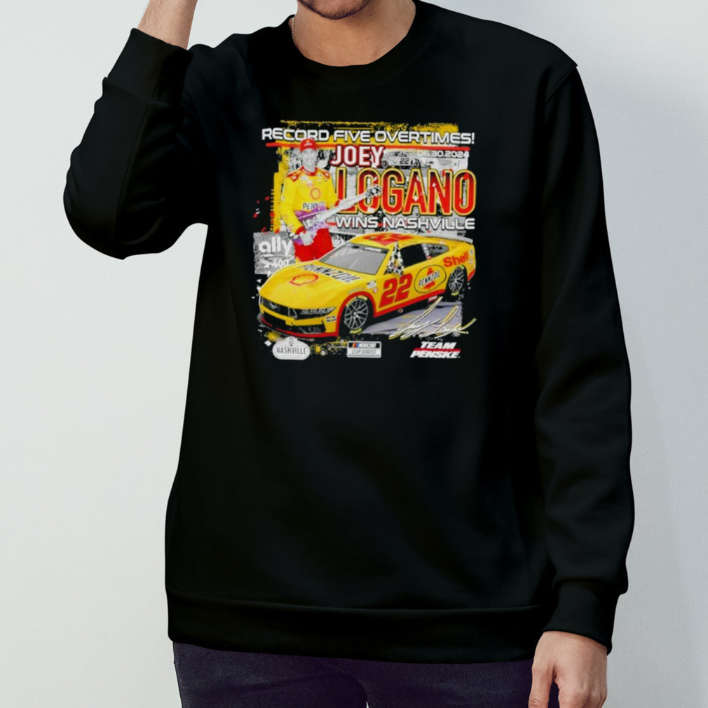 Joey Logano checkered flag sports 2024 Ally 400 Race Winner record five overtimes shirt