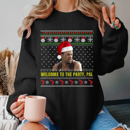 John McClane Welcome To The Party Ugly Christmas Sweater John McClane Die Hard Ugly Xmas Shirt Christmas Movie Sweatshirt