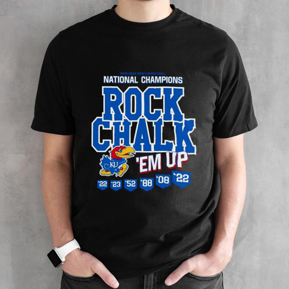 Kansas Jayhawks 2022 Ncaa Mensâ€™s Basketball National Champions Rock Chalk sâ€™em Up T-shirts
