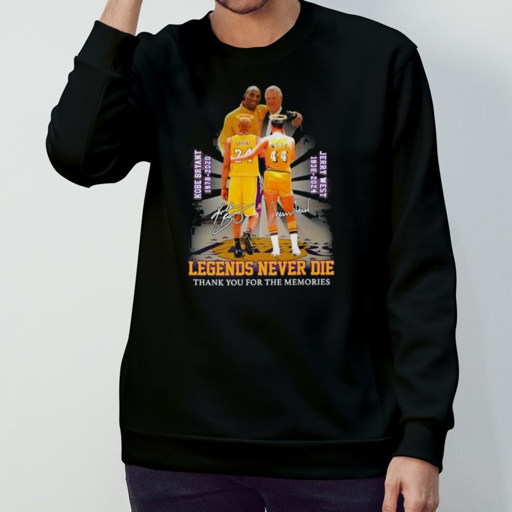 Kobe Bryant And Jerry West Legends Never Die Thank You For The Memories Signature Shirt