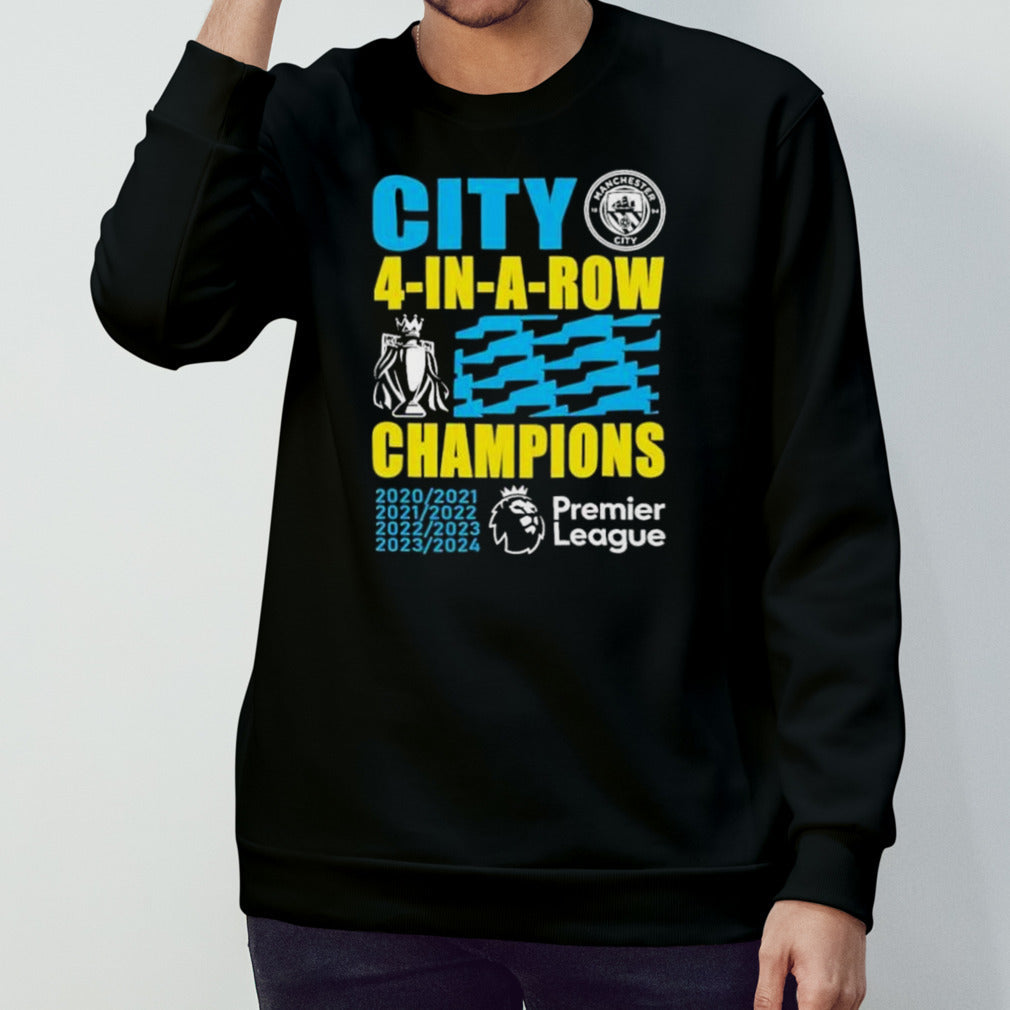 Manchester City 2024 Premier League Champions Four Years In A Row shirt