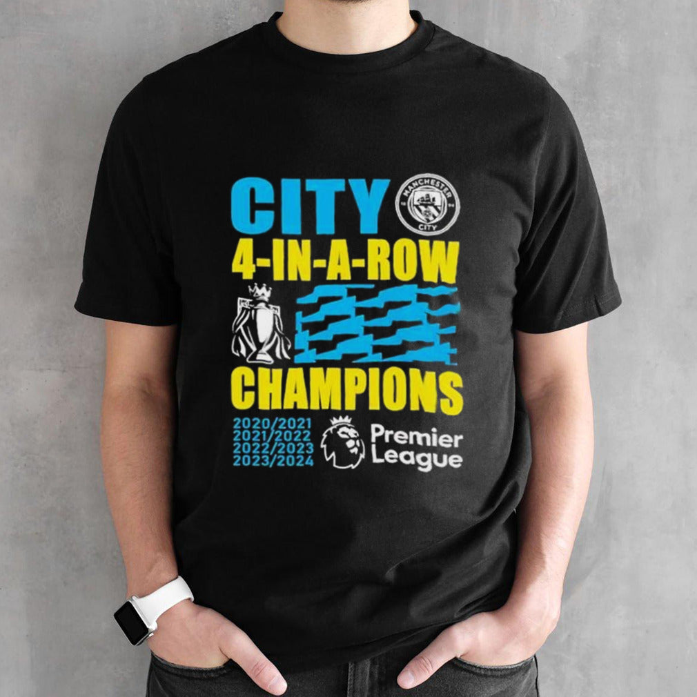 Manchester City 2024 Premier League Champions Four Years In A Row shirt