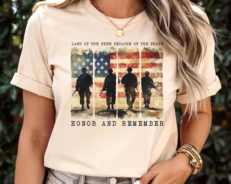 Memorial Day Tshirt, Land of the brave Shirt, Patriotic American Flag T-Shirt, Army Shirt, Heart Memorial Day Tee, American Flag Heart Shirt