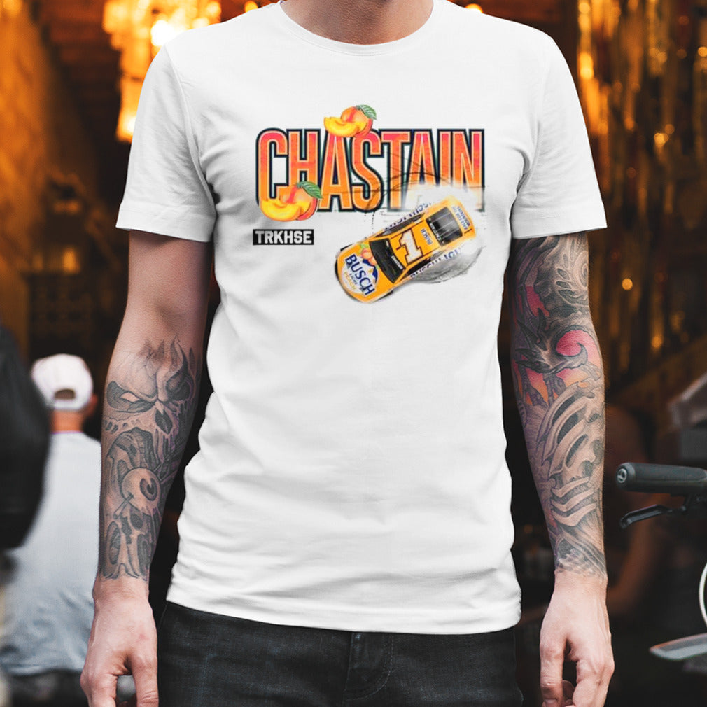 Menâ€™s Ross Chastain Trackhouse Racing Team Collection Steel Busch Light Peach T-shirt