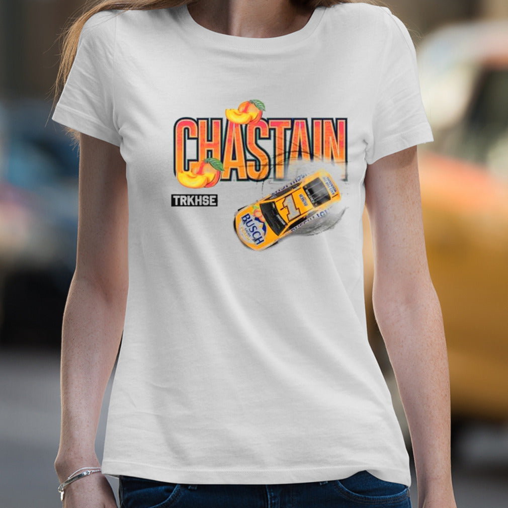 Menâ€™s Ross Chastain Trackhouse Racing Team Collection Steel Busch Light Peach T-shirt