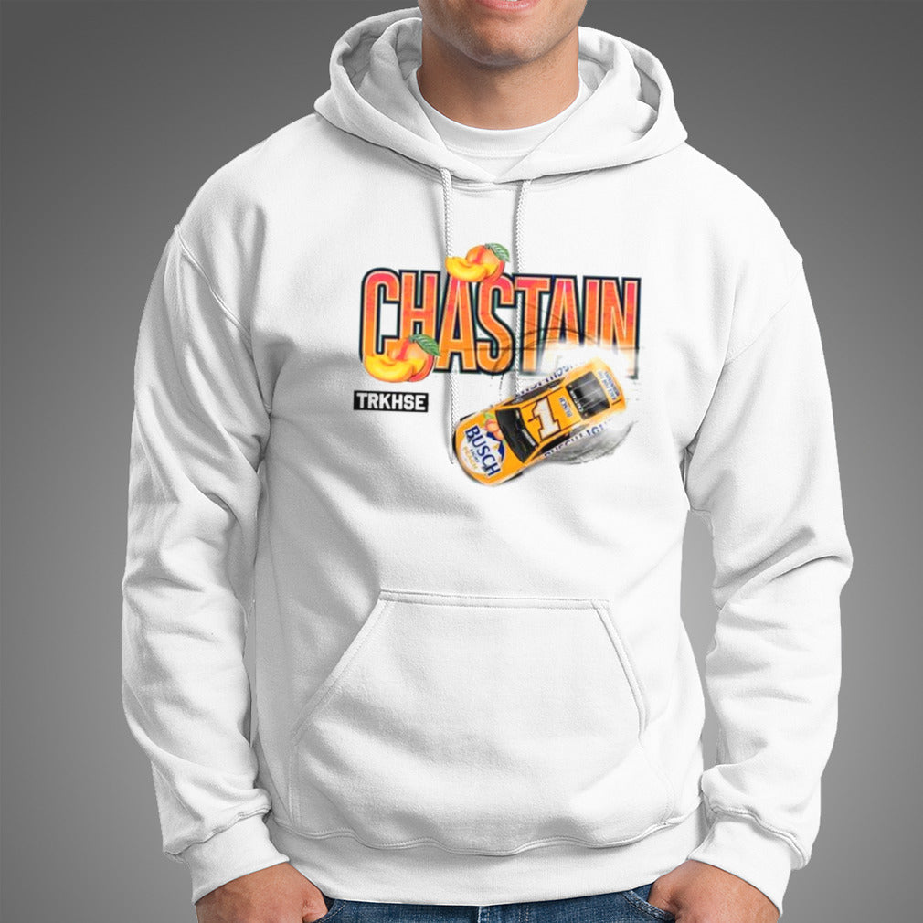 Menâ€™s Ross Chastain Trackhouse Racing Team Collection Steel Busch Light Peach T-shirt