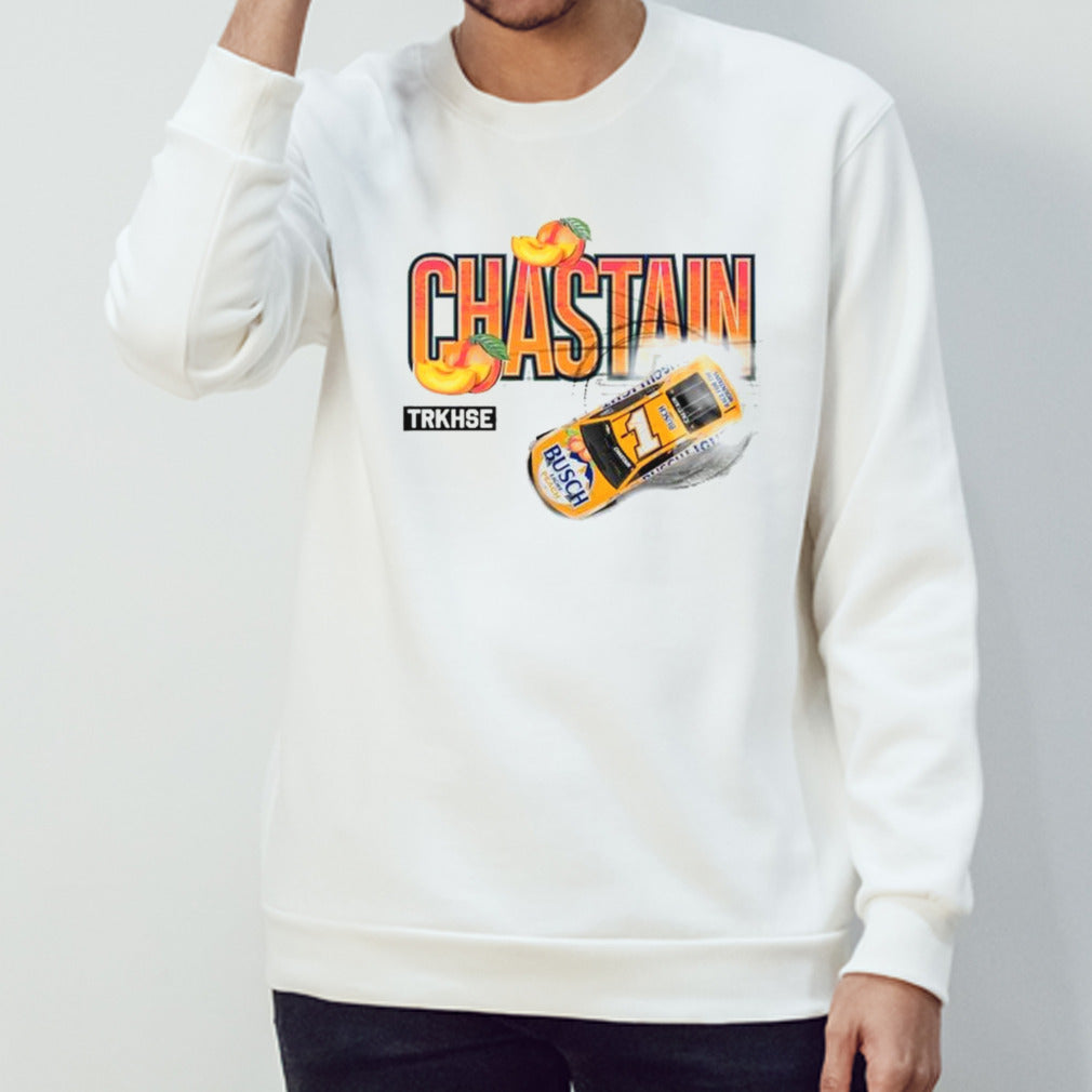 Menâ€™s Ross Chastain Trackhouse Racing Team Collection Steel Busch Light Peach T-shirt