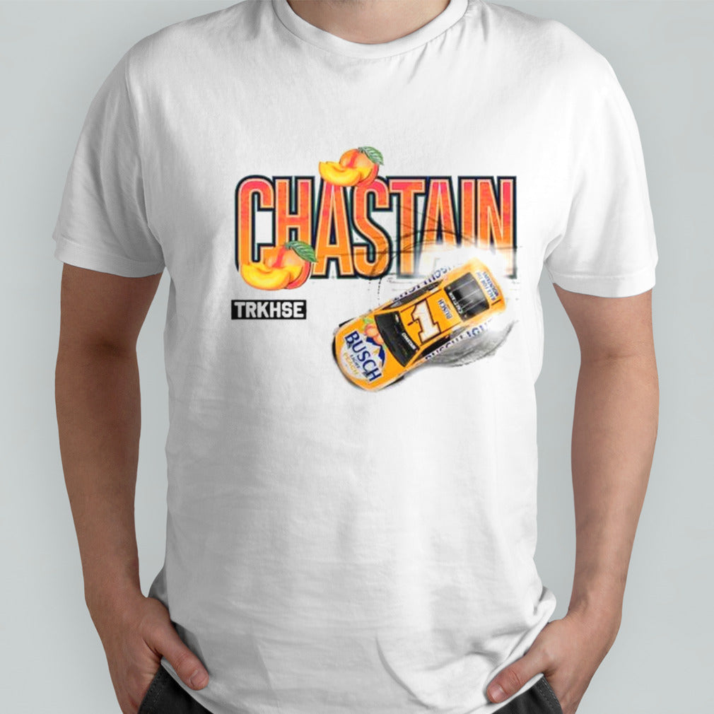 Menâ€™s Ross Chastain Trackhouse Racing Team Collection Steel Busch Light Peach T-shirt
