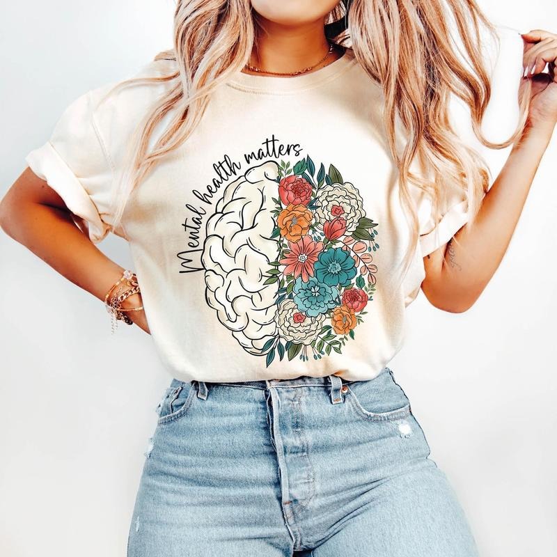 Mental Health Shirt, Mental Health Matters Shirt, Brain Flowers T-Shirt, Mental Health Tee, Awareness Shirt