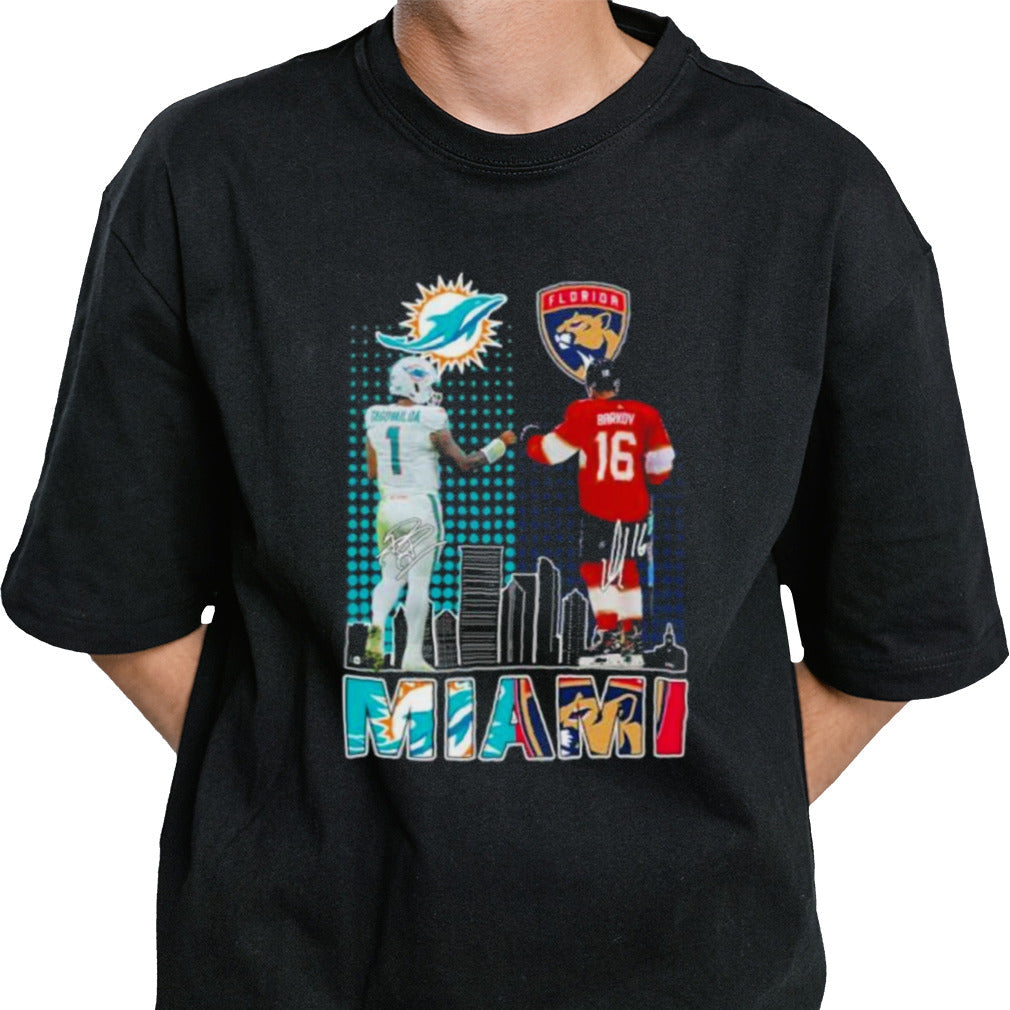 Miami Sports Teams Tua Tagovailoa And Aleksander Barkov Signatures Shirt