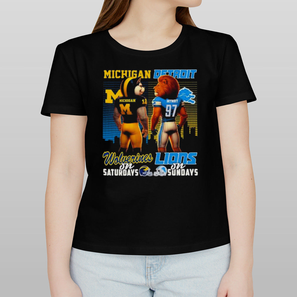 Michigan And Detroit Mascots On Saturday On Sundays 2024 shirt