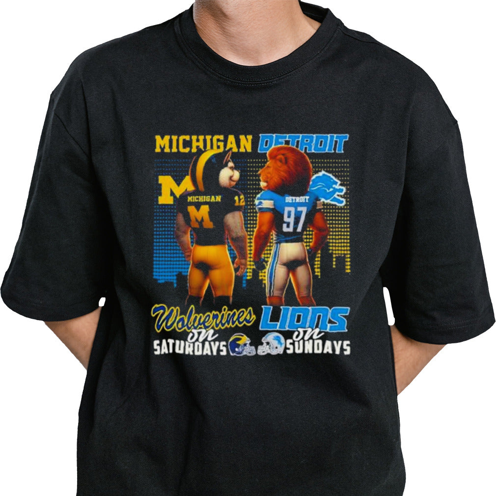 Michigan And Detroit Mascots On Saturday On Sundays 2024 shirt