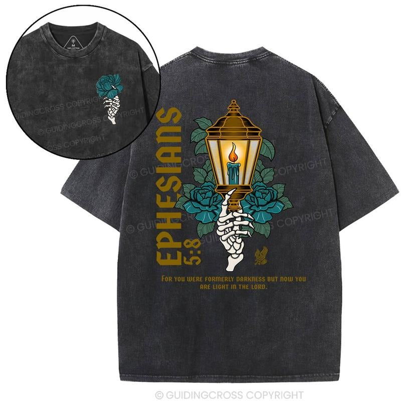 [ Mineral Wash ] For You Were Formerly Darkness Christian Washed TShirt Jesus Graphic Washed Style Shirt