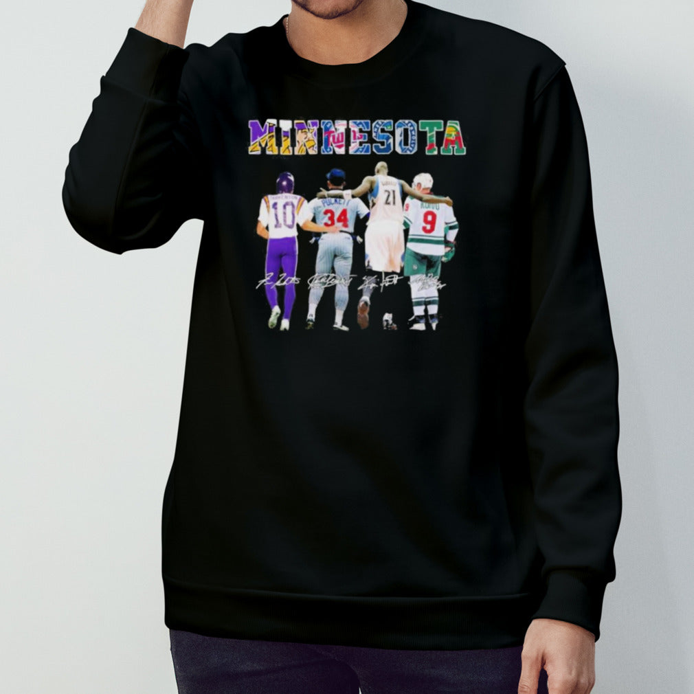 Minnesota Sports Teams Tarkenton Puckett Garnett And Koivu Signatures Shirt