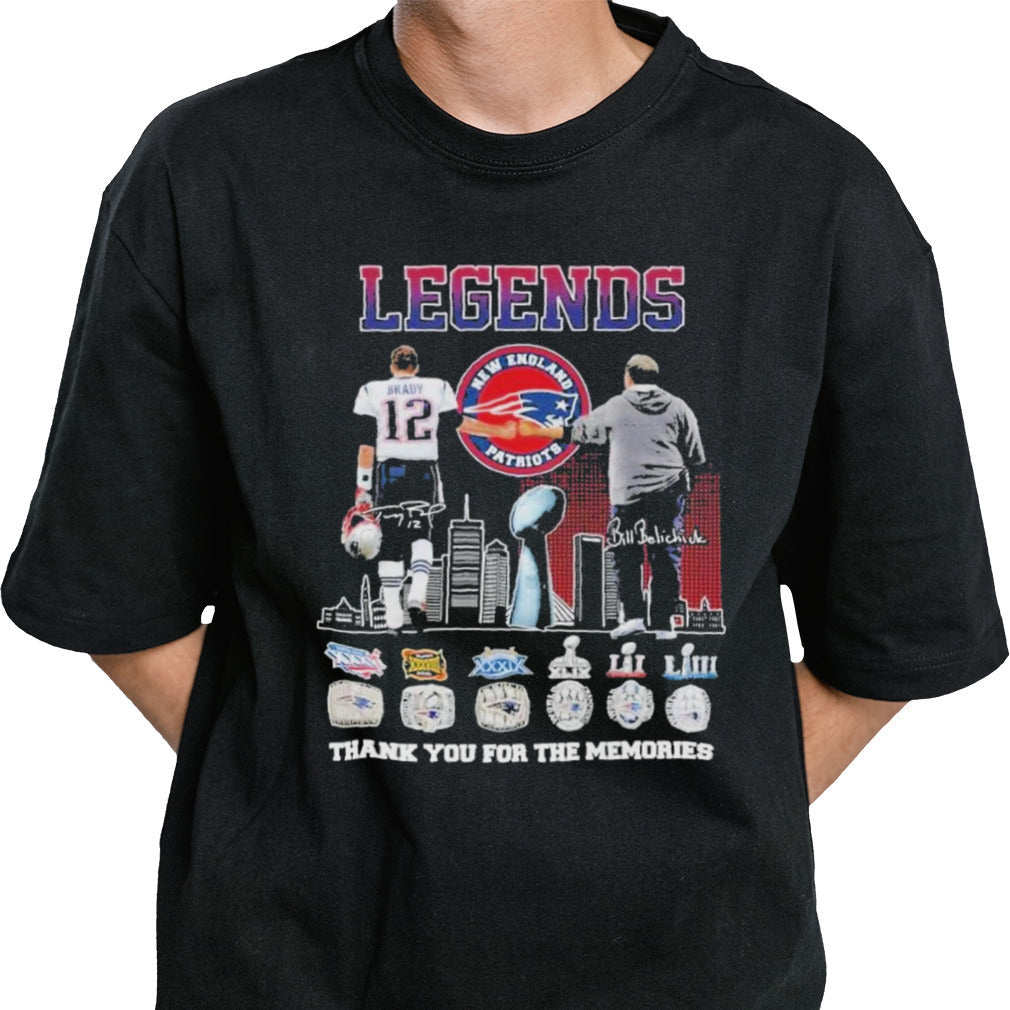 New England Patriots Bill Belichick Tom Brady Hall Of Fame Legends T-Shirt