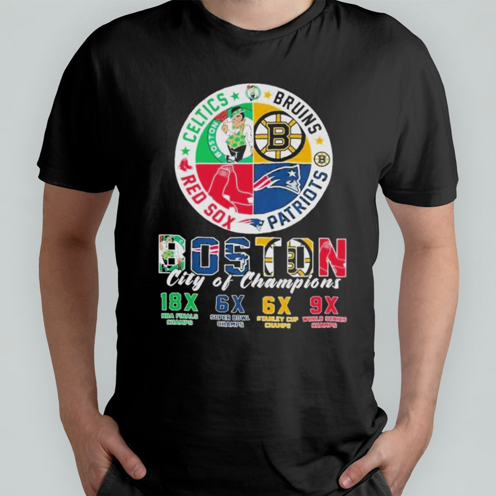 New England Patriots Boston Celtics Boston Bruins Red Sox Champions City T-Shirt