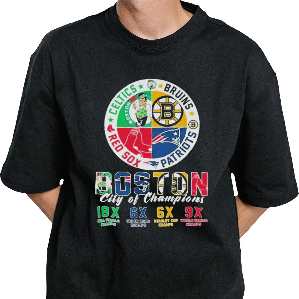 New England Patriots Boston Celtics Boston Bruins Red Sox Champions City T-Shirt