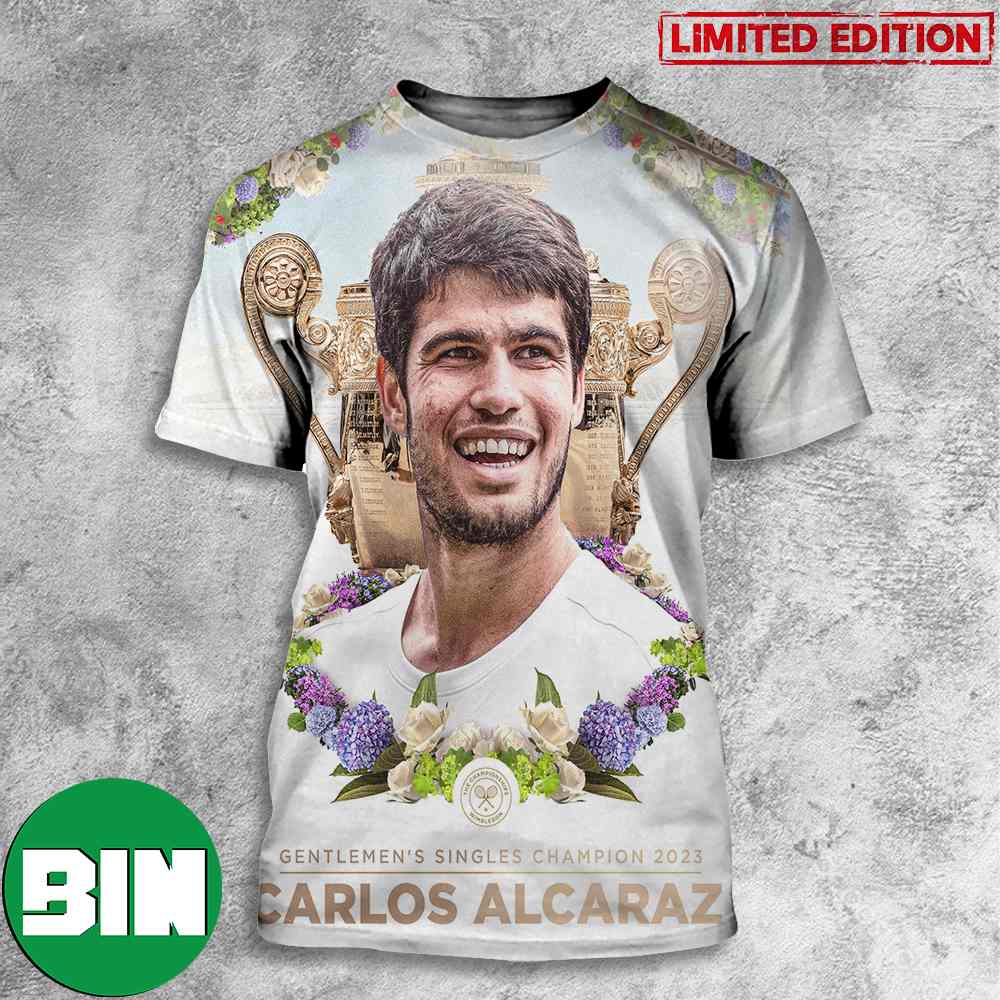 New Name New Reign Carlos Alcaraz 2023 Wimbledon Gentlemens's Singles Champion 3D T-Shirts