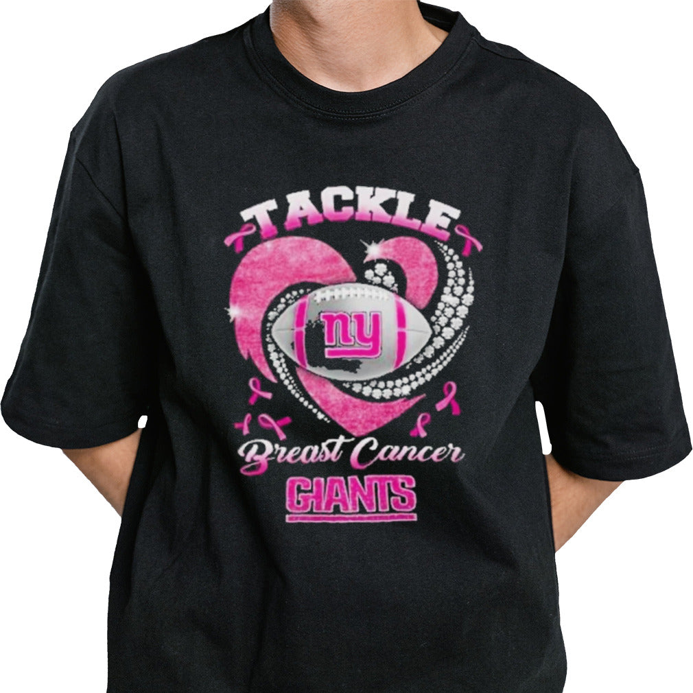 New York Giants Team Football Tackle Breast Cancer T-Shirt
