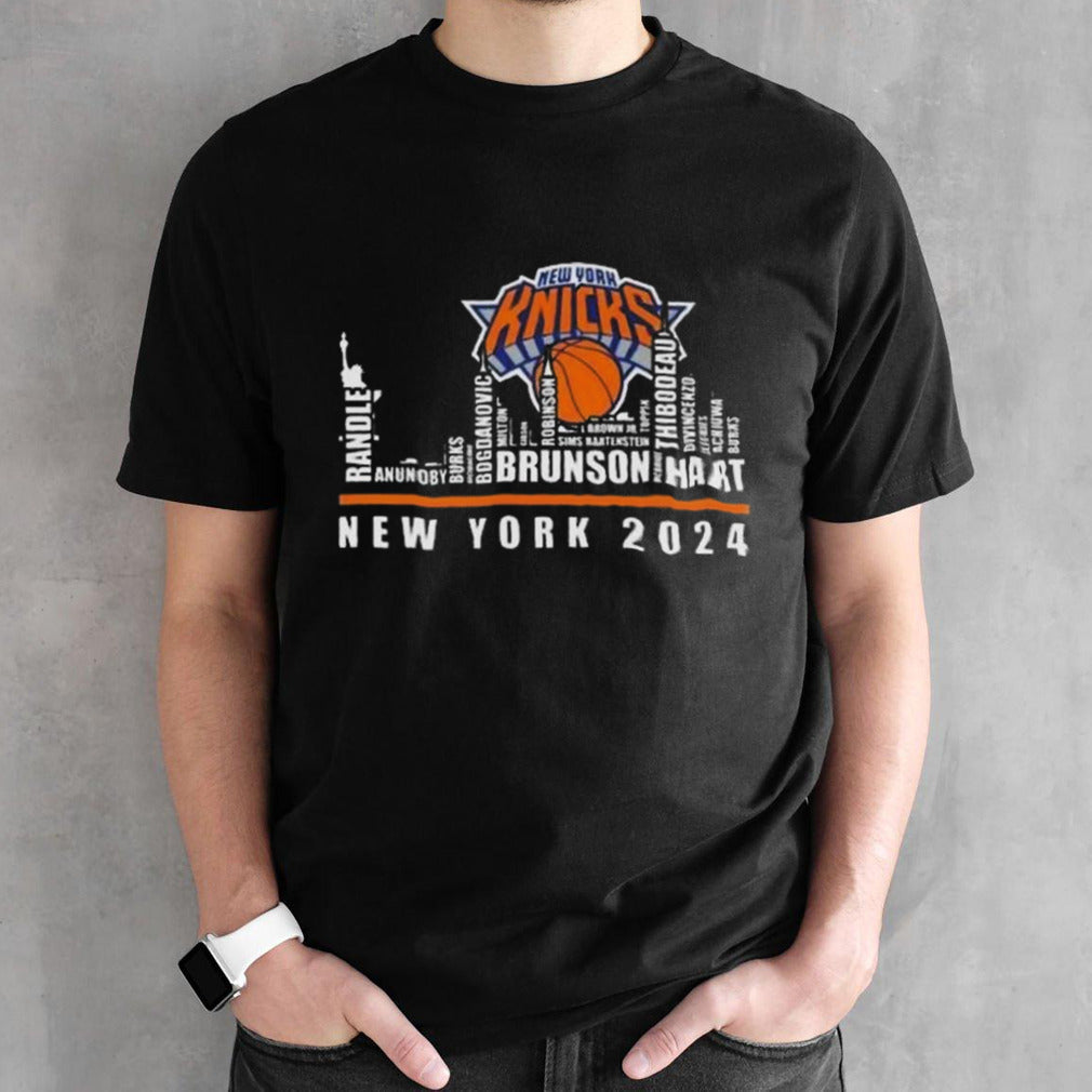 New York Knicks 2024 Skyline Players Names Shirts