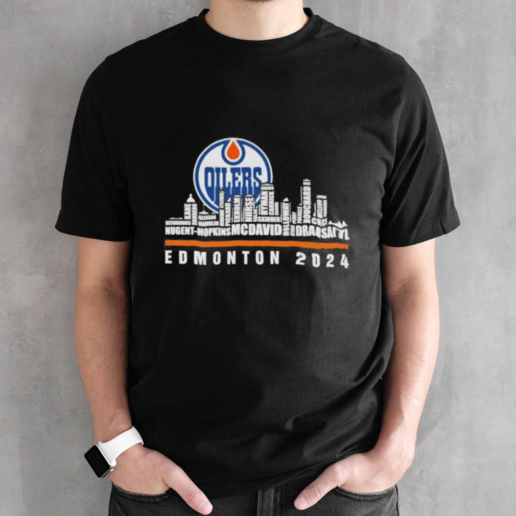 Official Edmonton Oiler Hockey Skyline Players Name Edmonton 2024 Shirt