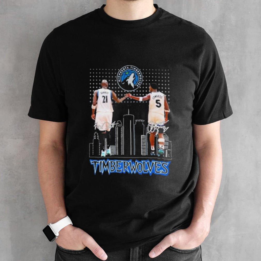 Official Minnesota Timberwolves Kevin Garnett And Anthony Edwards Signatures Shirt
