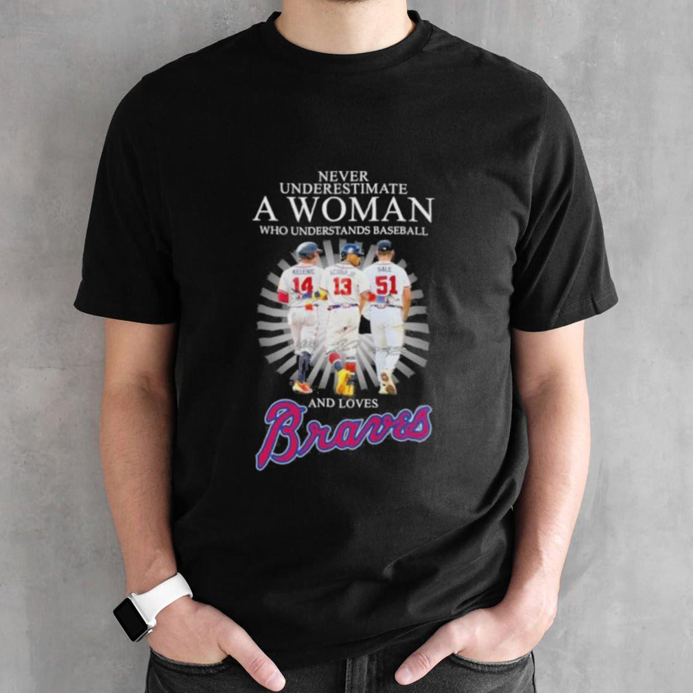 Official Never Underestimate A Woman Who Understands Baseball And Loves Atlanta Braves Kelenic Acuna Jr And Sale Signatures Shirt