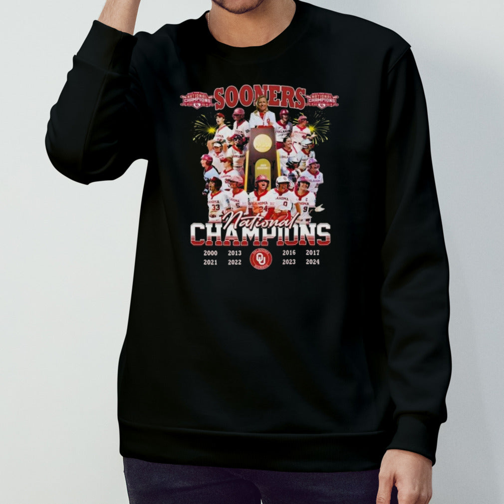 Oklahoma Sooners Softball Team National Champions 200 2013 2016 2017 2021 2022 2023 2024 T-shirt