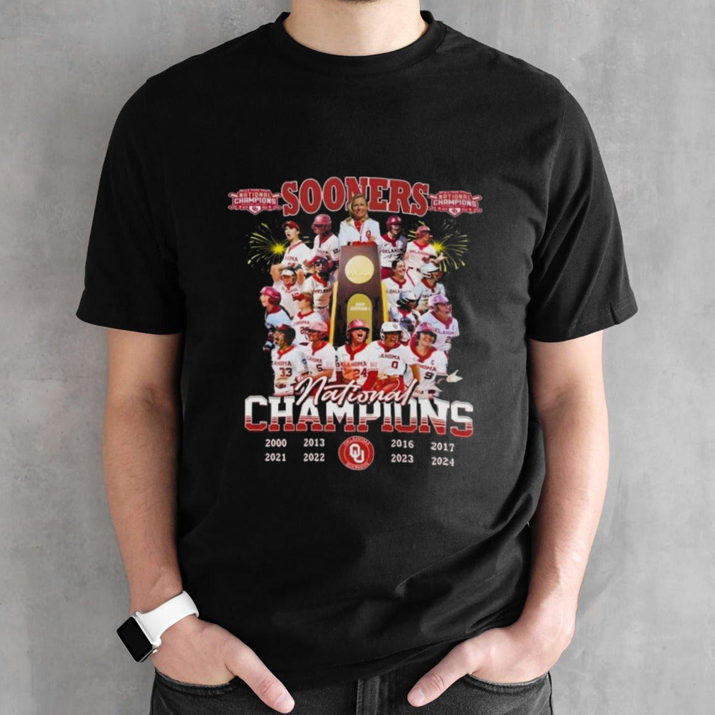 Oklahoma Sooners Softball Team National Champions 200 2013 2016 2017 2021 2022 2023 2024 T-shirt