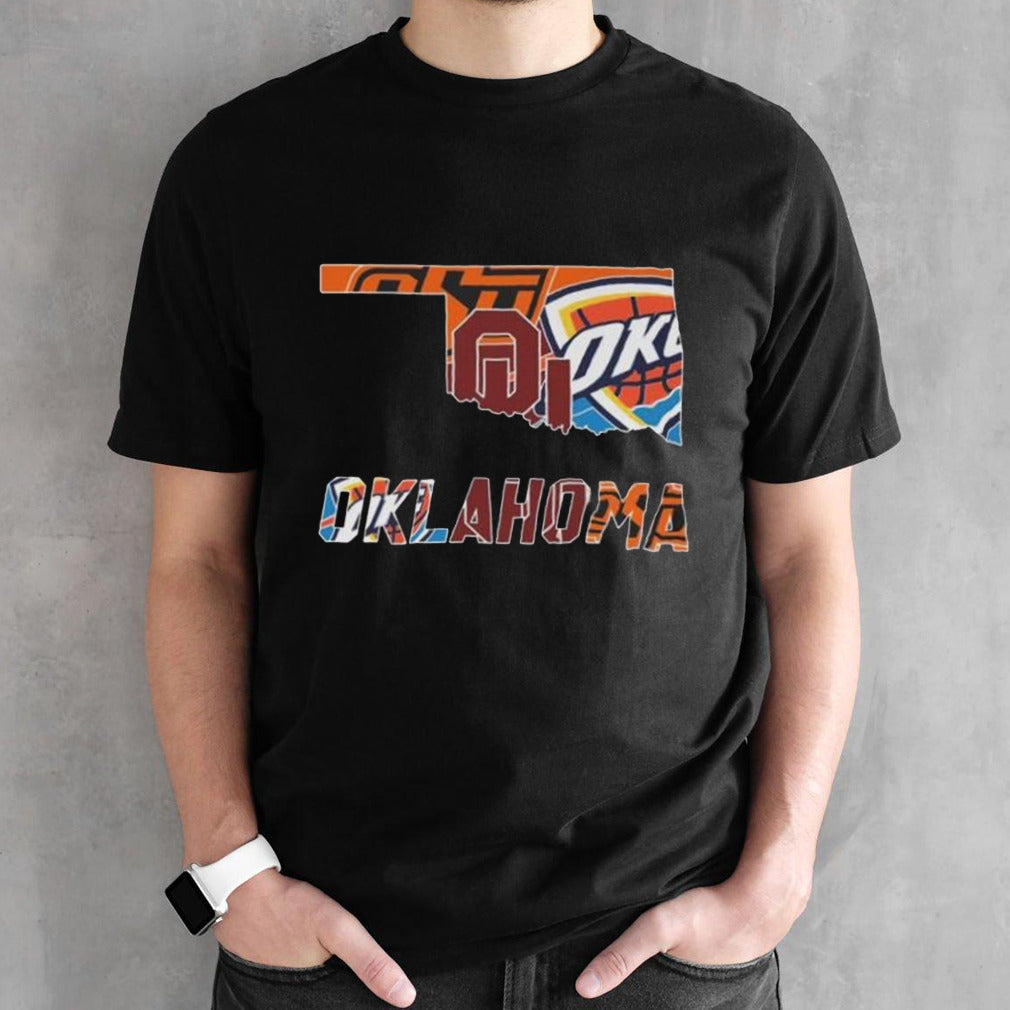 Oklahoma Sports Teams Oklahoma Sooners Oklahoma State Cowboys And Oklahoma City Thunder 2024 shirt