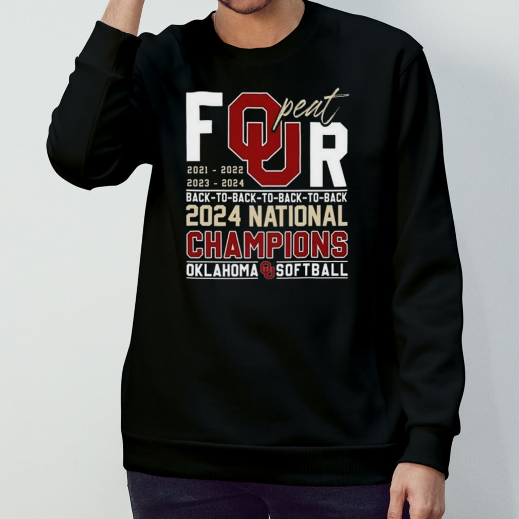 Peat Four Oklahoma Sooners Softball Back To back 2024 National Champions T-shirt
