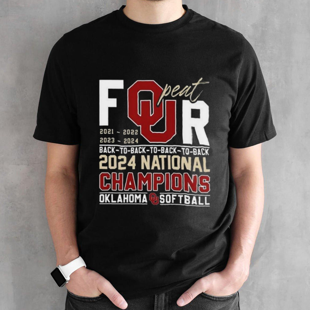 Peat Four Oklahoma Sooners Softball Back To back 2024 National Champions T-shirt