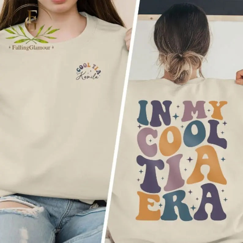 Premium  In My Cool Tia Era Shirt, Auntie Sweatshirt, Cool Aunt Tee, Tia Sweatshirt, New Tia Gift, Tia To Be Shirt, Baby Announcement,Promoted To Tia