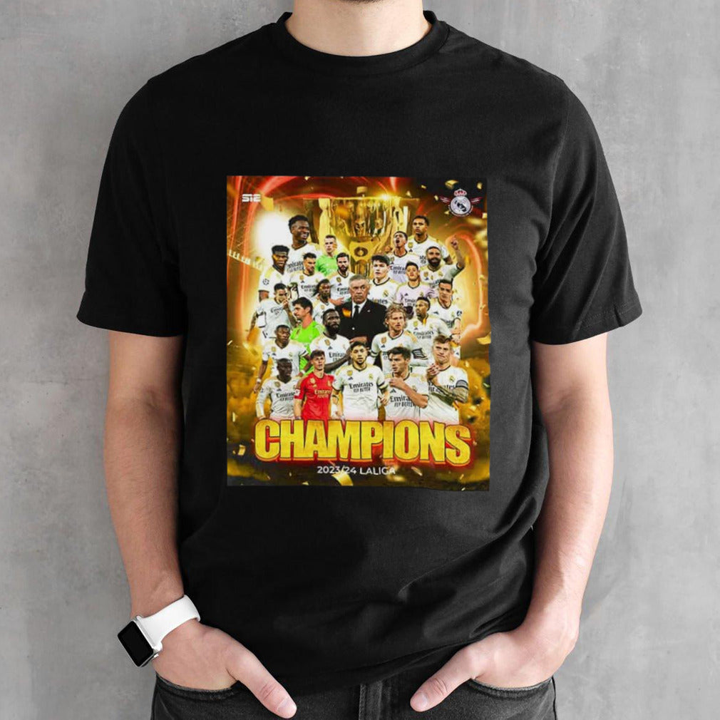 Real Madrid Receives Its 36th Laliga Ea Sports Title Congratulations Champion 2023-24 T-Shirt