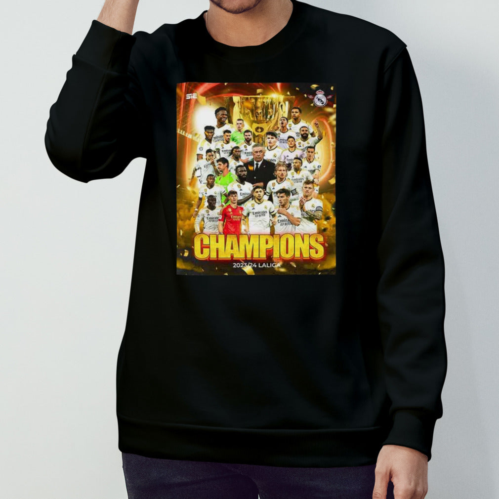 Real Madrid Receives Its 36th Laliga Ea Sports Title Congratulations Champion 2023-24 T-Shirt