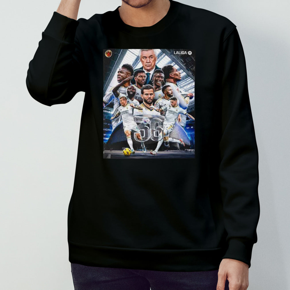 Real Madrid Receives Its 36th Laliga Ea Sports Title Congratulations Champion T-Shirt