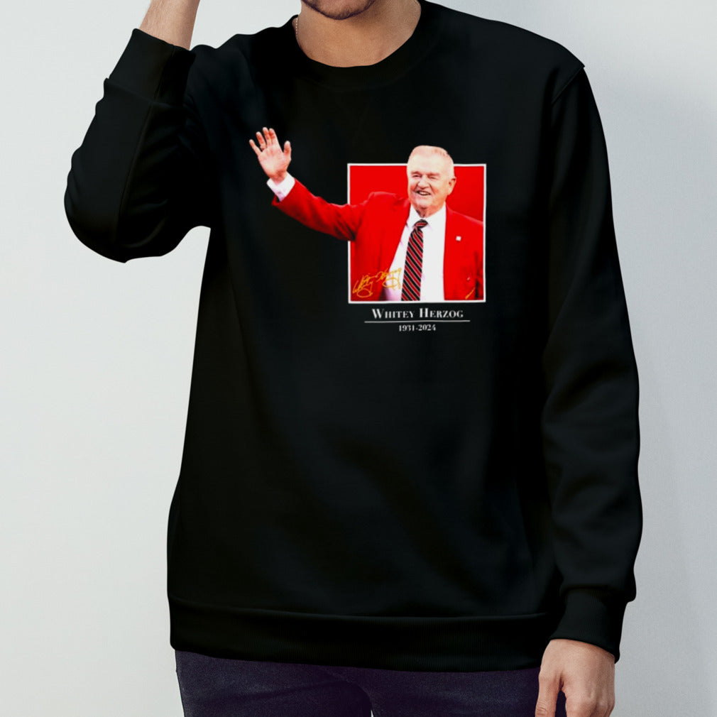 Rip Whitey Herzog St Louis Cardinals 1931-2024 Signature Shirts