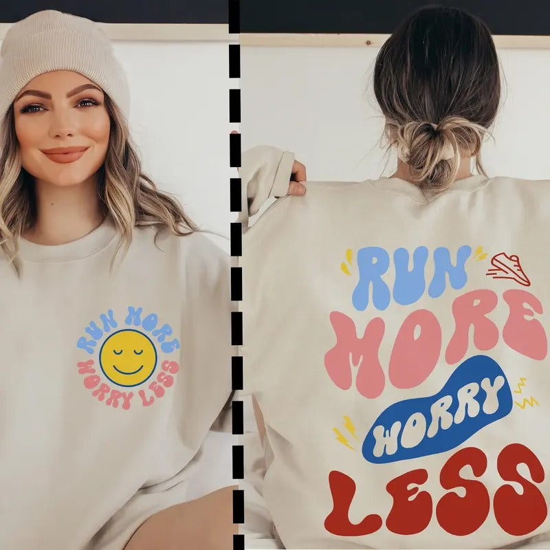 Run More Worry Less Sweatshirt Marathon Hoodie Runner Hoodie Gym Pump Cover Gift For Runner Runner Sweatshirt Run Hoodie Running Gift