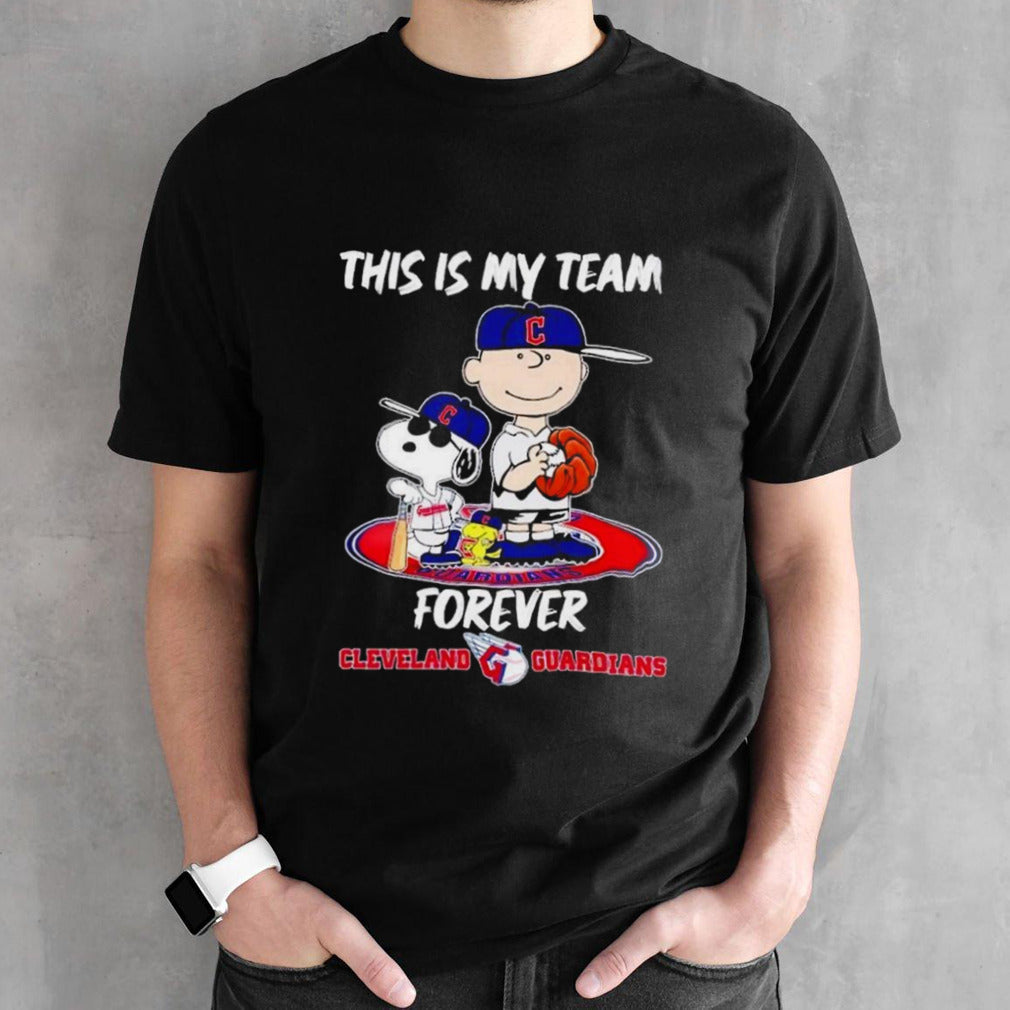 Snoopy And Charlie Brown This Is My Team Forever Cleveland Guardians Baseball Shirt