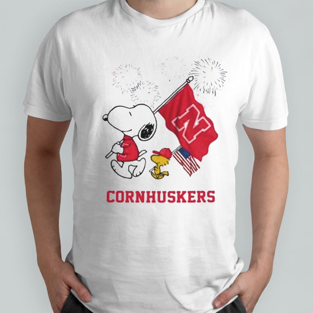 Snoopy And Woodstock Happy 4th Of July Nebraska Cornhuskers Football 2024 T-shirt