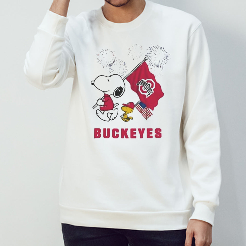 Snoopy And Woodstock Happy 4th Of July Ohio State Buckeyes Football 2024 T-shirt