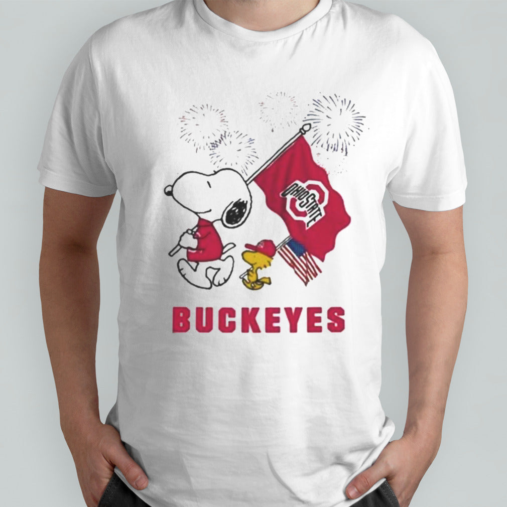 Snoopy And Woodstock Happy 4th Of July Ohio State Buckeyes Football 2024 T-shirt