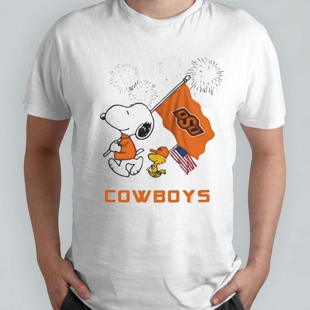 Snoopy And Woodstock Happy 4th Of July Oklahoma State Cowboys Football 2024 Shirt
