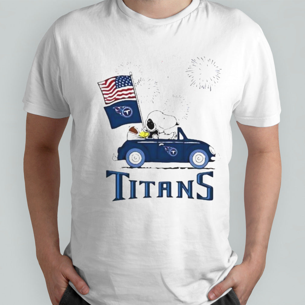 Snoopy And Woodstock Happy 4th Of July Tennessee Titans Football 2024 T-shirt