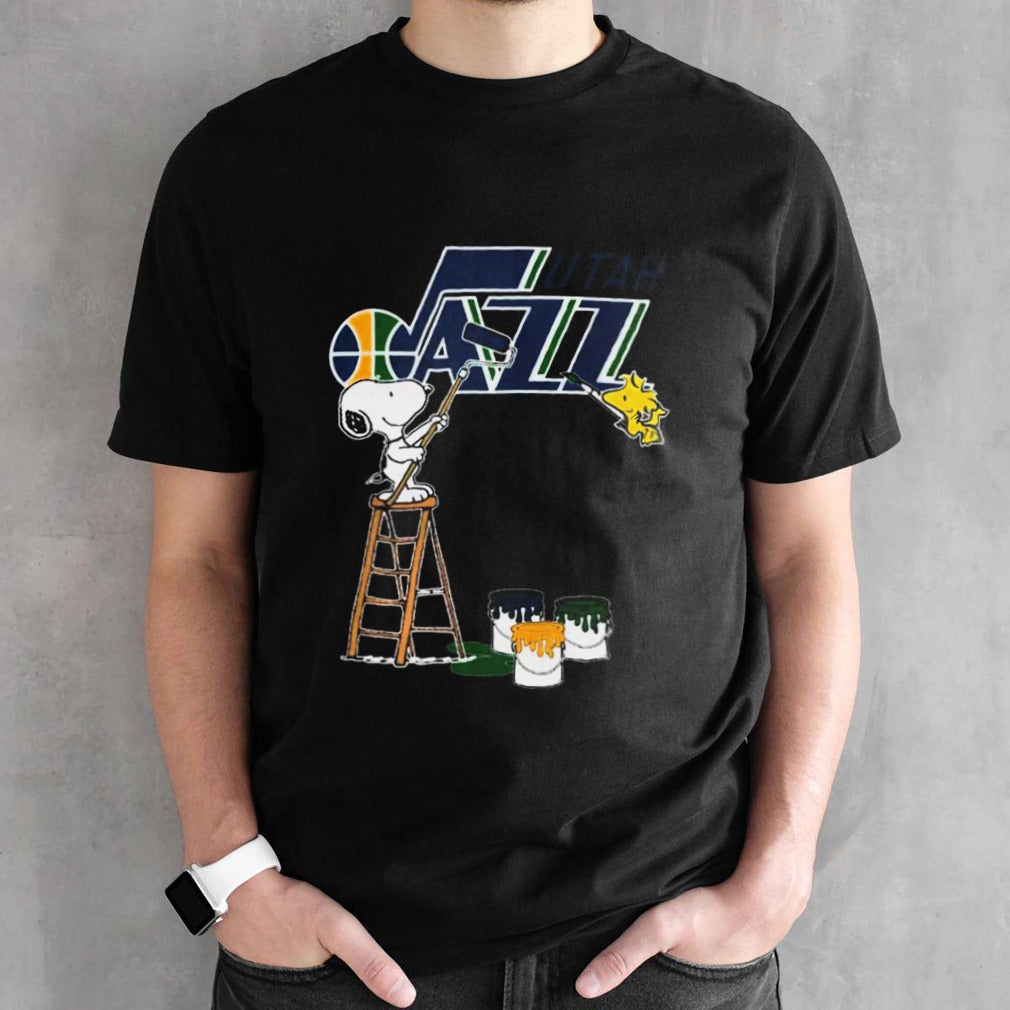 Snoopy And Woodstock Painting Utah Jazz Logo 2024 T-shirts