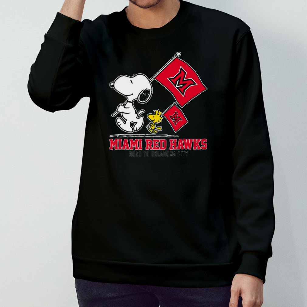Snoopy MIAMI RED HAWKS Road To Oklahoma City flag shirt