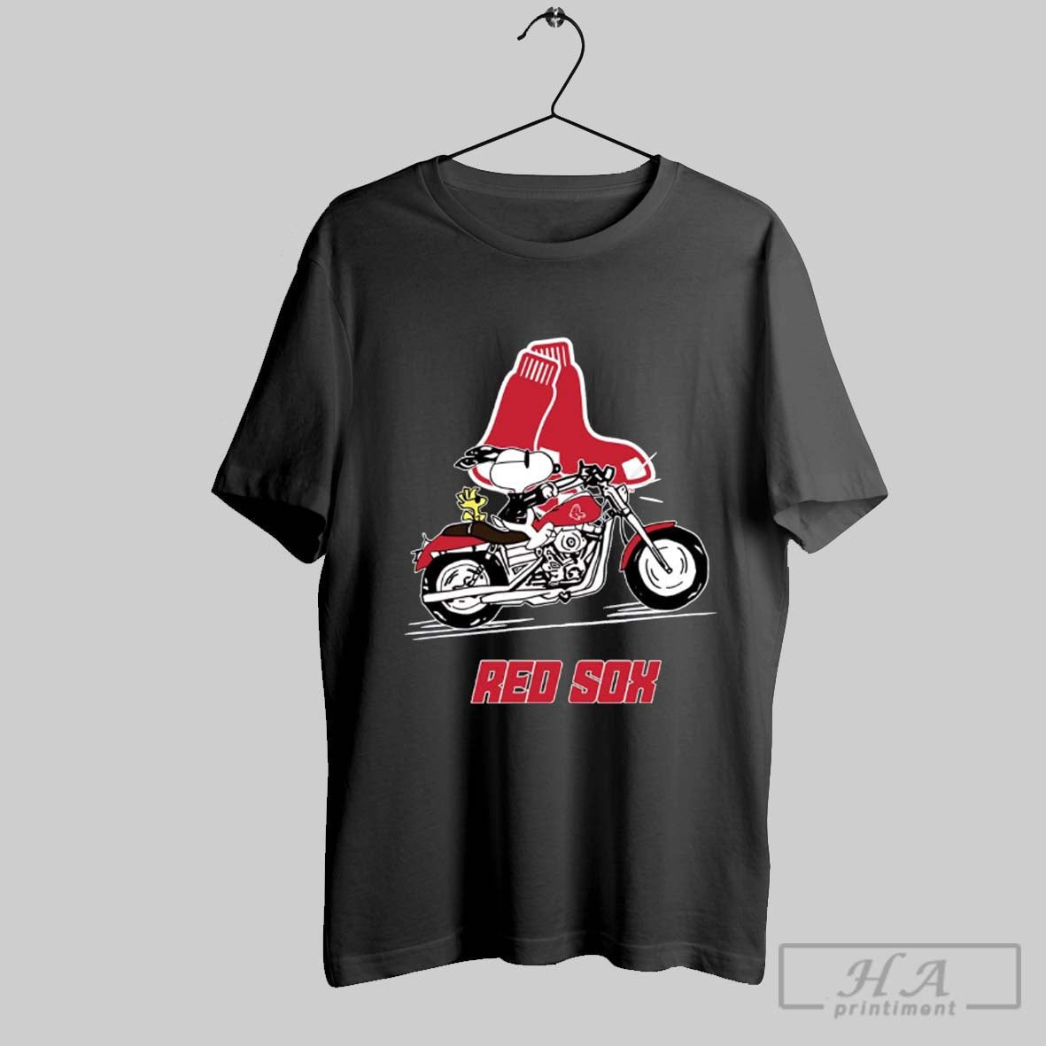 Snoopy And Woodstock Driving Motorbike Boston Red Sox Shirt